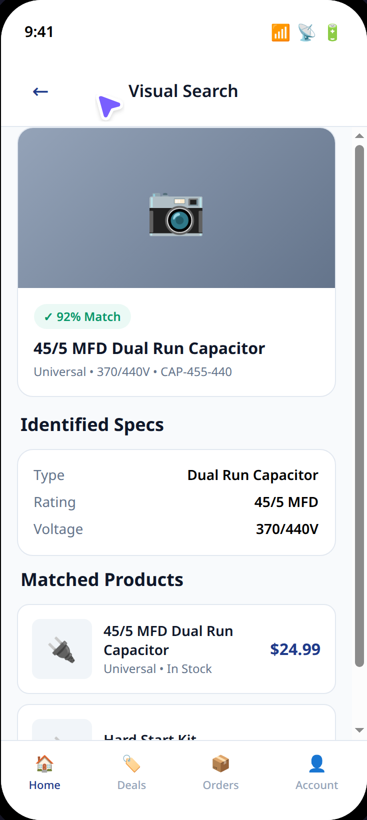 Visual Search - AI identifies parts from photos